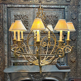 Maitland Smith Chandelier, Nine Arms, Brass, Gun Metal Iron, Ornate, sku: 032877